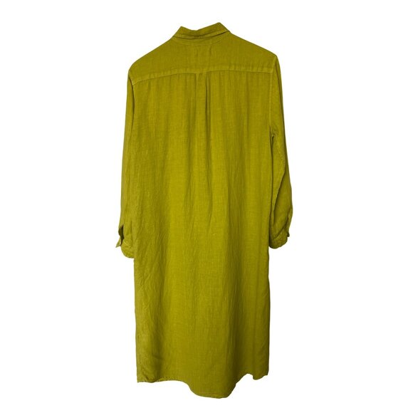 Velvet By Graham & Spencer Chartreuse Button-Down Midi Shirt Dress - Picture 6 of 9